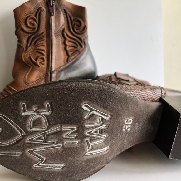 MARCO NEW Italian leather boots in western style. - Picture 4 of 13